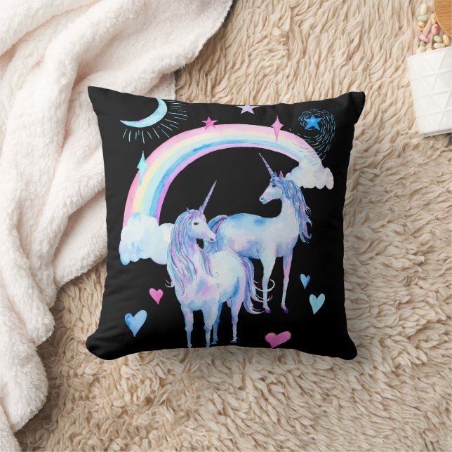 Regnbåge och unicorns kudde (Filt)