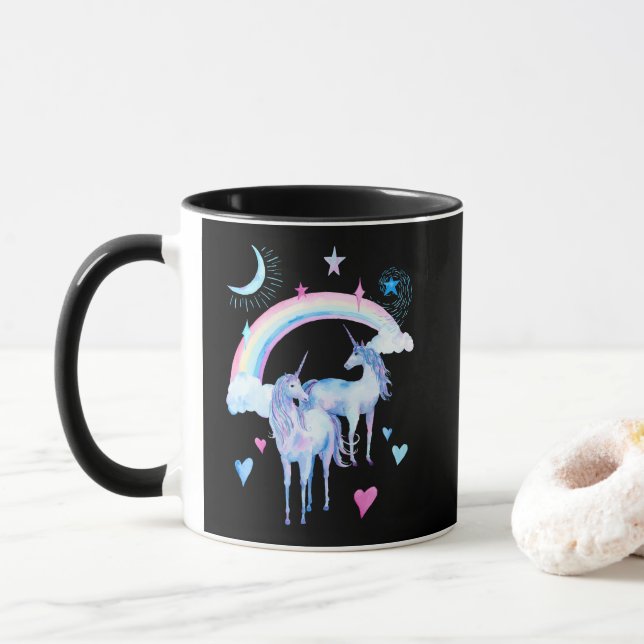 Regnbåge och unicorns mugg (Med munk)