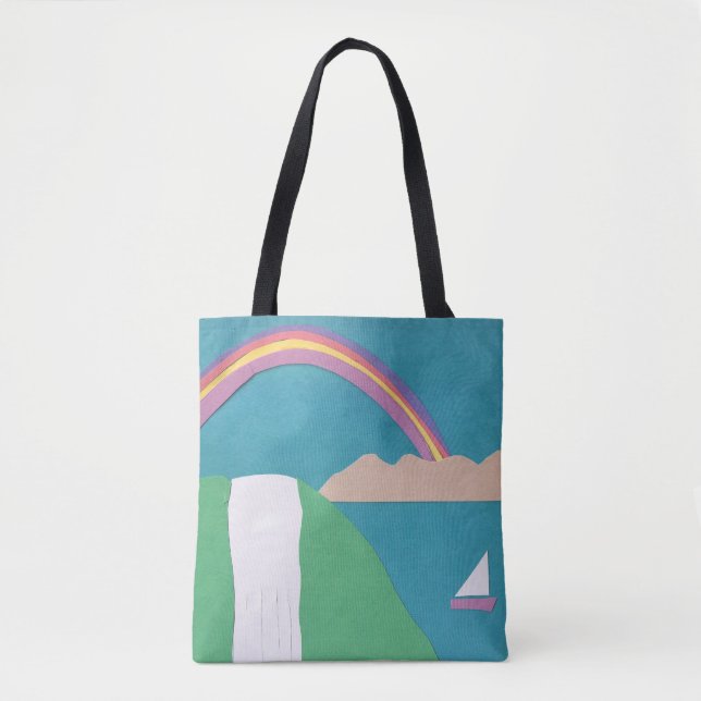 Regnbåge och vattenfall, tote Bag Tygkasse (Framsida)