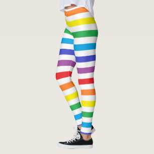 Regnbåge- och vitrandar leggings