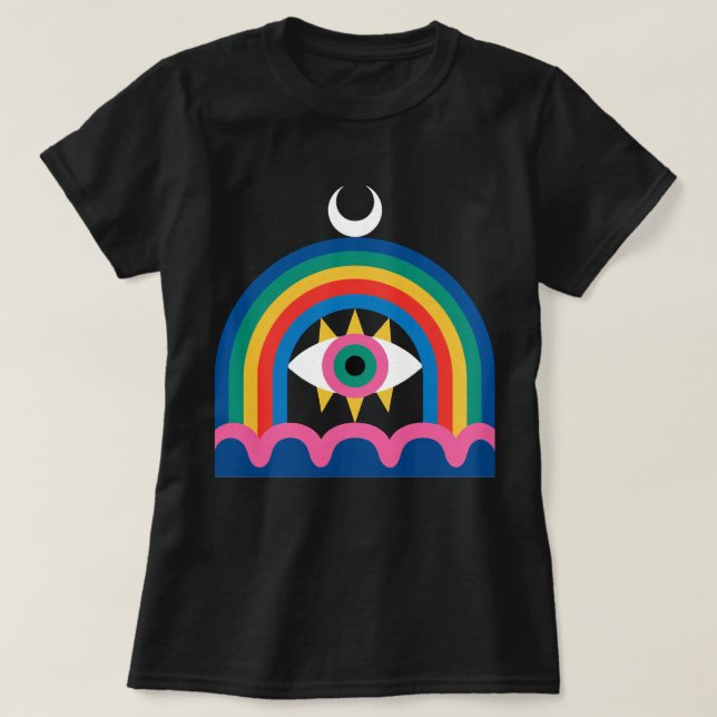 Regnbåge Öga Halvmåne Konst T Shirt (Design framsida)