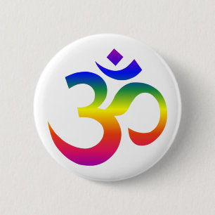 Regnbåge ohm design (Om eller Aum Indian helig lju Knapp