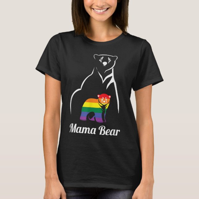 Regnbåge om HBT-Mamma Bear Gay pride Equal-Höger T Shirt (Framsida)