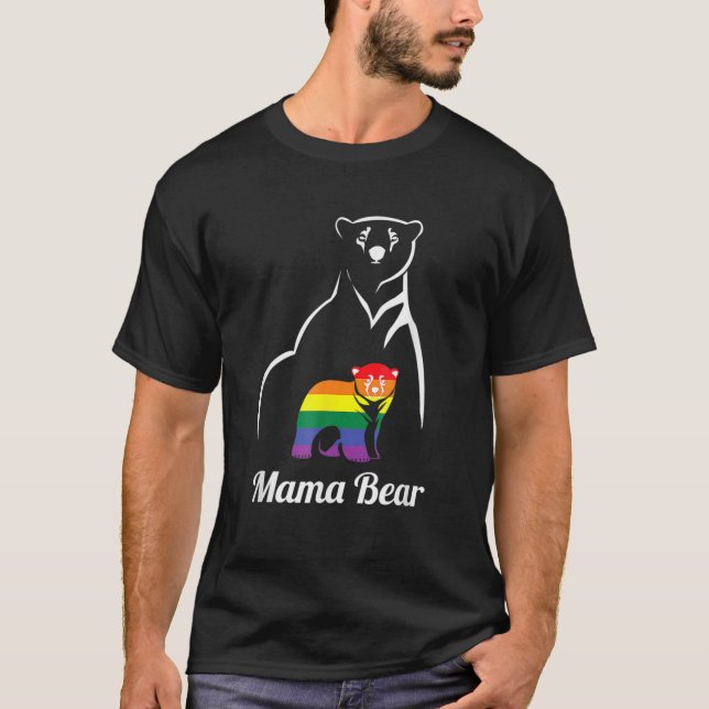 Regnbåge om HBT-Mamma Bear Gay pride Equal-Höger T Shirt (Framsida)