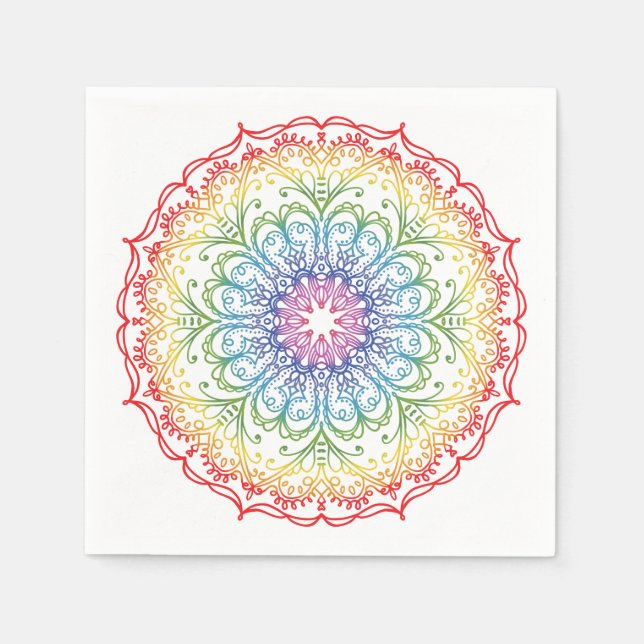 Regnbåge Ombre Mandala  Pappersservett (Framsidan)