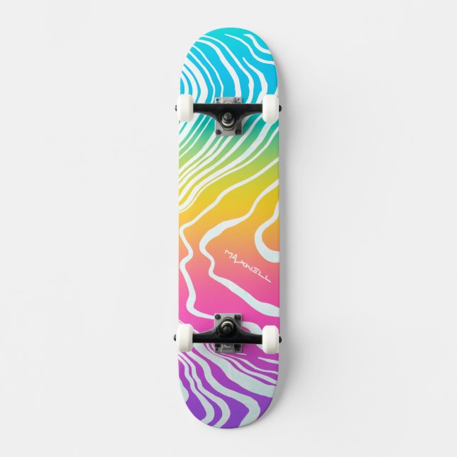 Regnbåge Ombre Marmorerad Abstrakt  Mini Skateboard Bräda 18,5 Cm (Framsida)