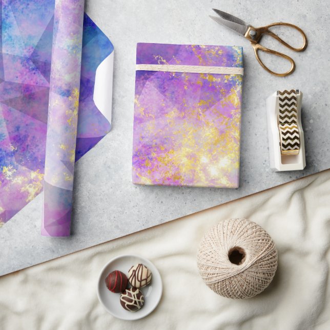 Regnbåge Ombre och guld Fire Opal-mönster Presentpapper (Hantverk)