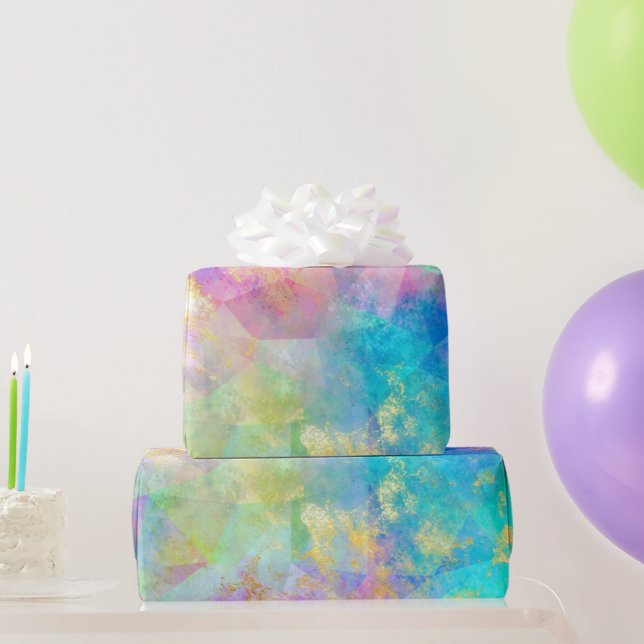 Regnbåge Ombre och guld Fire Opal Mönster Presentpapper (Festgåvor)