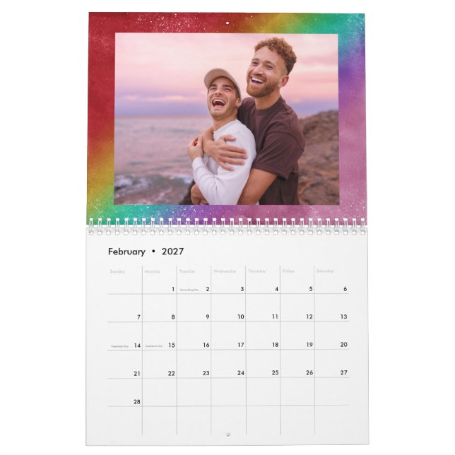 Regnbåge Ombre Strängljus Första året som gifta Kalender (Feb 2027)