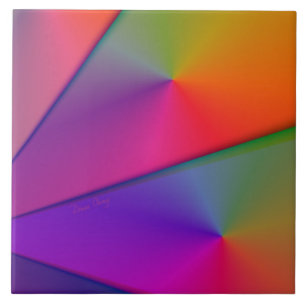 Regnbåge Origami - indigoblått & magenta virvlar Kakelplatta