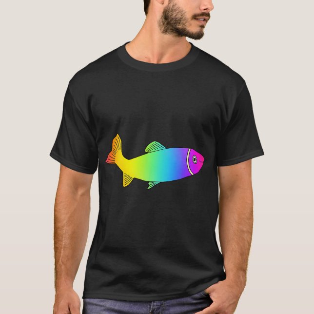 REGNBÅGE ÖRING - Söt Fisk i Klara Regnbågsfärger T Shirt (Framsida)