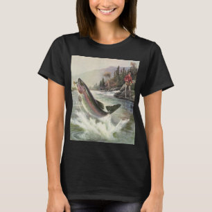Regnbåge Öring, Vintage Fiskare Fiskar Fisk Tee Shirt