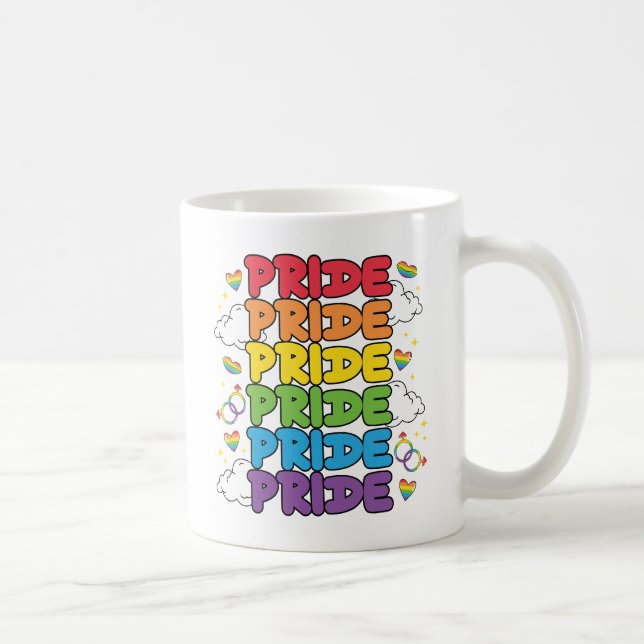 Regnbåge, öron och moln - Upprepat Pride Kaffemugg (Höger)