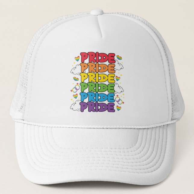 Regnbåge, öron och moln - Upprepat Pride Keps (Framsida)