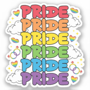 Regnbåge, öron och moln - Upprepat Pride Klistermärken