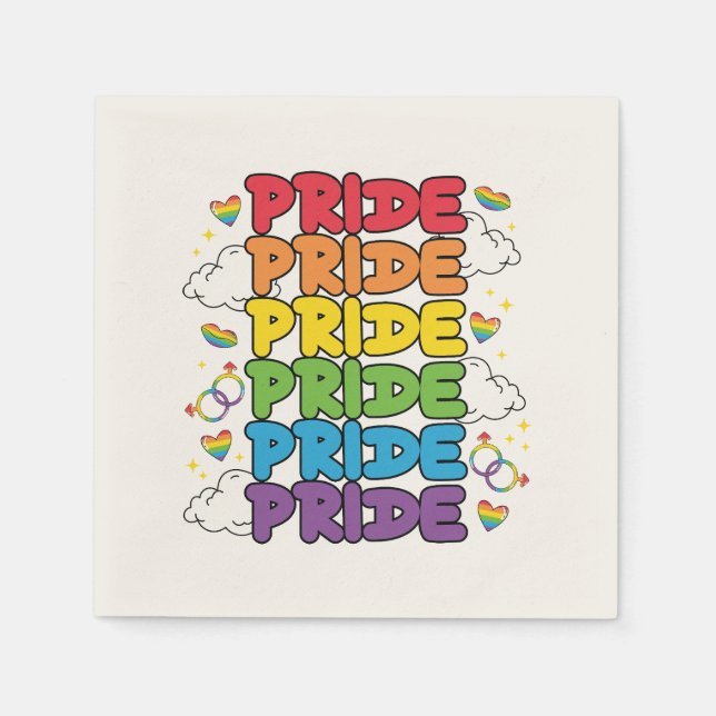 Regnbåge, öron och moln - Upprepat Pride Pappersservett (Framsidan)