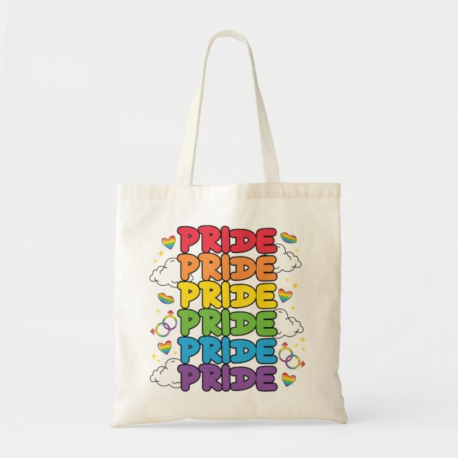 Regnbåge, öron och moln - Upprepat Pride Tygkasse (Framsidan)