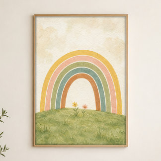 Regnbåge över ängen Vattenfärgposter Poster