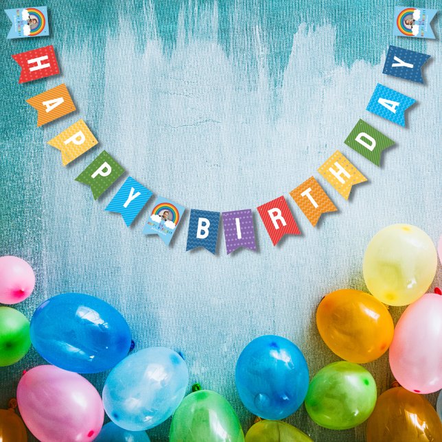 Regnbåge över Clouds Baby första födelsedag Vimplar (Skapare uppladdad)