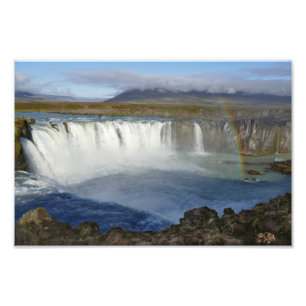 Regnbåge över Godafoss Waterfall, Island Fototryck