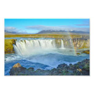 Regnbåge över Godafoss Waterfall, Island Fototryck