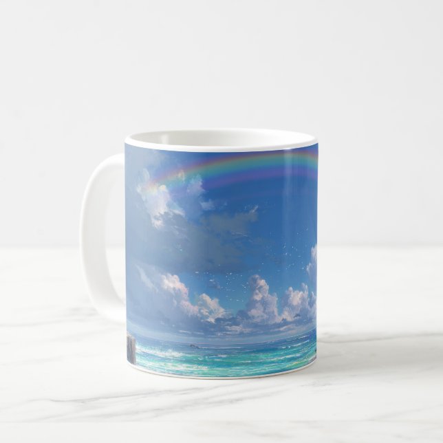 Regnbåge över havet kaffemugg (Framsida vänster)