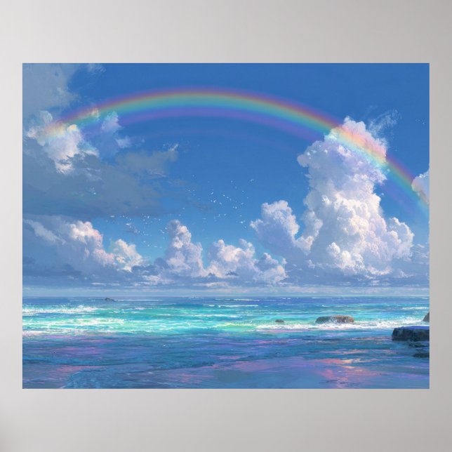 Regnbåge över havet poster (Framsidan)