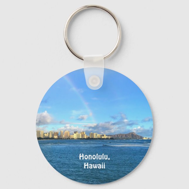Regnbåge över Honolulu, Hawaii Nyckelring (Framsida)