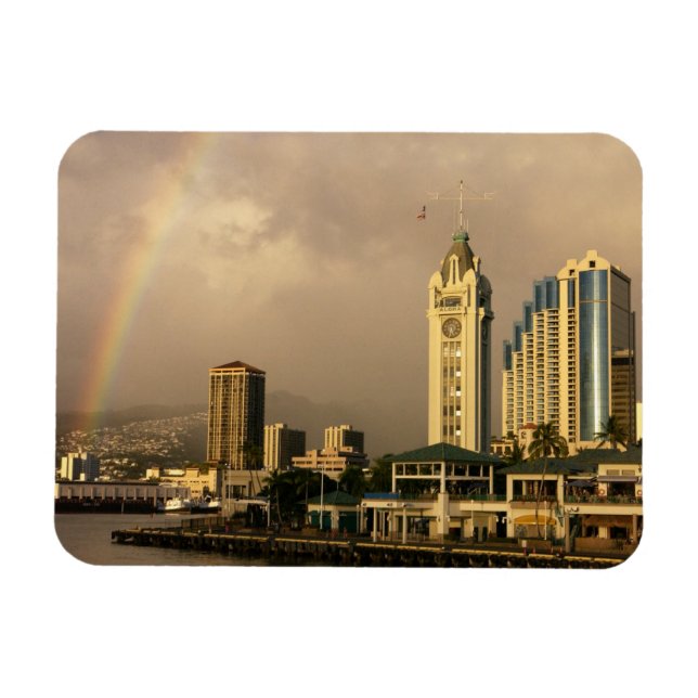 Regnbåge över Honolulu, Hawaii, USA 2 Magnet (Horisontell)