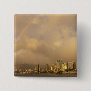 Regnbåge över Honolulu, Hawaii, USA 3 Knapp