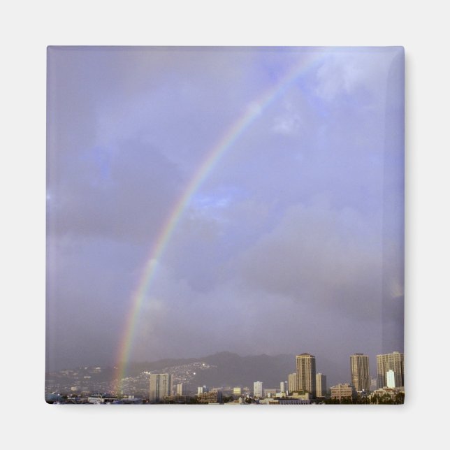 Regnbåge över Honolulu, Hawaii, USA Magnet (Framsidan)