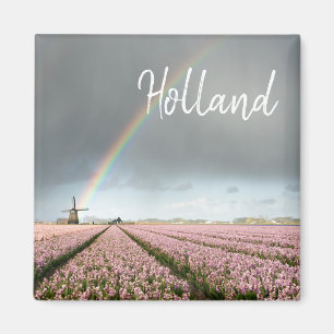 Regnbåge över hyacint och en kvarn i Holland Magnet