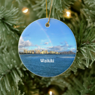 Regnbåge över Waikiki Ceramic Ornament