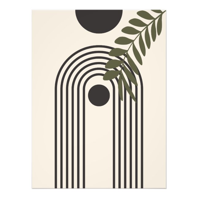 Regnbåge Palmblad Sol, Boho Abstrakt Geometrisk Ko Fototryck (Framsidan)