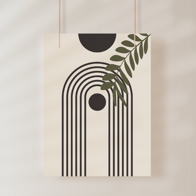 Regnbåge Palmblad Sol, Boho Abstrakt Geometrisk Ko Fototryck (Skapare uppladdad)