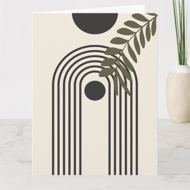 Regnbåge Palmblad Sol, Boho Abstrakt Geometrisk Ko Kort (Framsida)