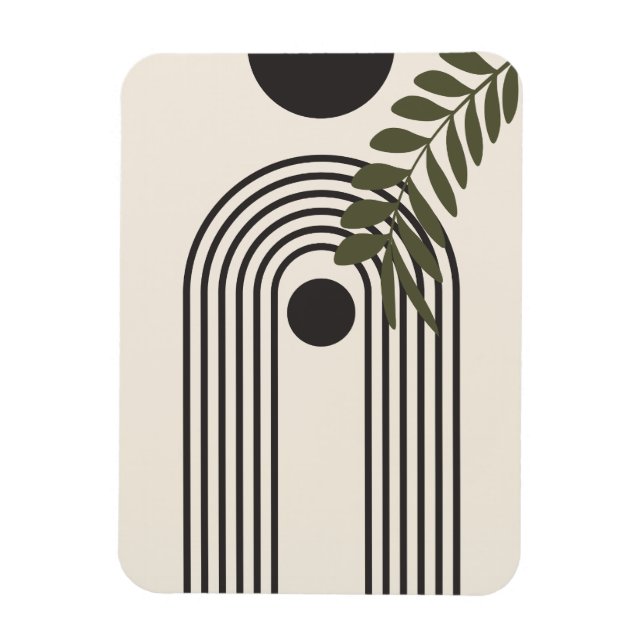 Regnbåge Palmblad Sol, Boho Abstrakt Geometrisk Ko Magnet (Vertikal)