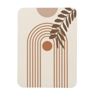 Regnbåge Palmblad Sol, Boho Abstrakt Geometrisk Ko Magnet