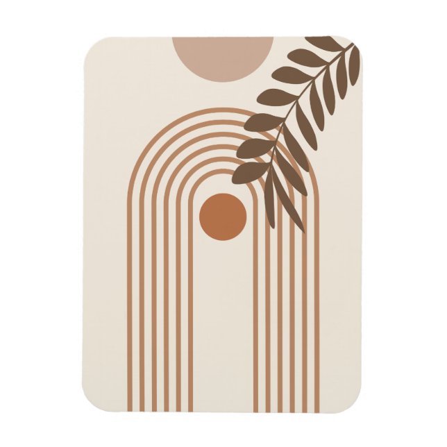 Regnbåge Palmblad Sol, Boho Abstrakt Geometrisk Ko Magnet (Vertikal)