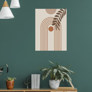 Regnbåge Palmblad Sol, Boho Abstrakt Geometrisk Ko Poster