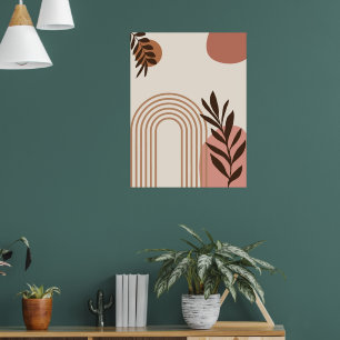 Regnbåge Palmblad Sol, Boho Abstrakt Geometrisk Ko Poster