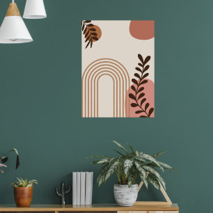 Regnbåge Palmblad Sol, Boho Abstrakt Geometrisk Ko Poster