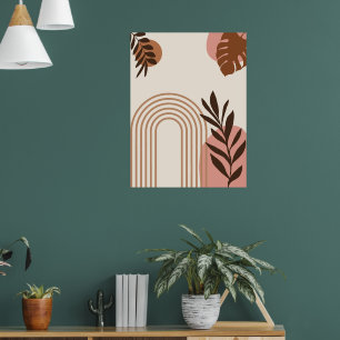 Regnbåge Palmblad Sol, Boho Abstrakt Geometrisk Ko Poster