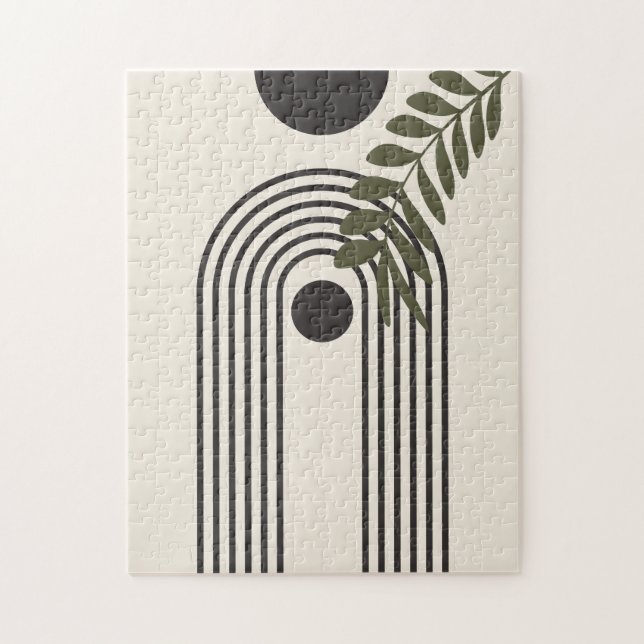 Regnbåge Palmblad Sol, Boho Abstrakt Geometrisk Ko Pussel (Vertikal)