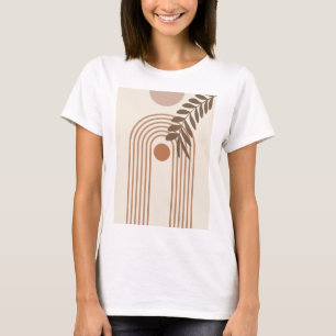 Regnbåge Palmblad Sol, Boho Abstrakt Geometrisk Ko T Shirt