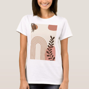 Regnbåge Palmblad Sol, Boho Abstrakt Geometrisk Ko T Shirt