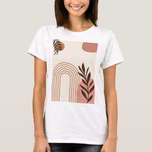 Regnbåge Palmblad Sol, Boho Abstrakt Geometrisk Ko T Shirt