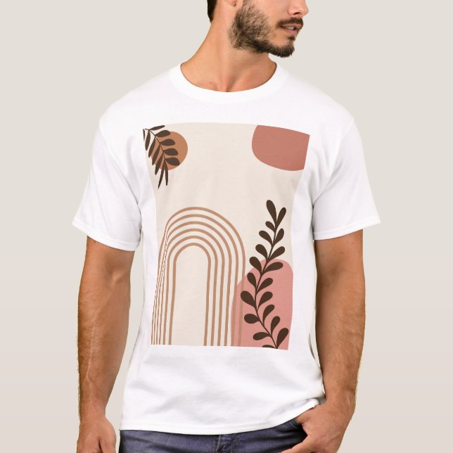 Regnbåge Palmblad Sol, Boho Abstrakt Geometrisk Ko T Shirt (Framsida)