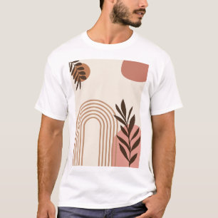 Regnbåge Palmblad Sol, Boho Abstrakt Geometrisk Ko T Shirt
