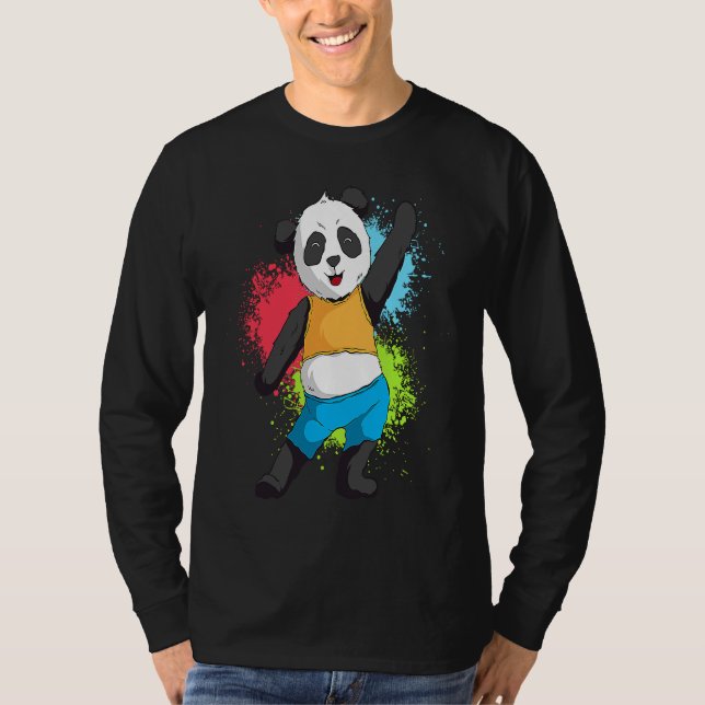 Regnbåge Panda Björn Dans Björn Dansar Färger Kvin T Shirt (Framsida)